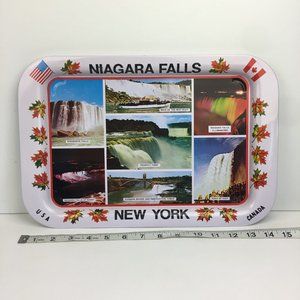 Vintage Niagara Falls New York Canada USA White Rectangular Metal Tin Tray Image